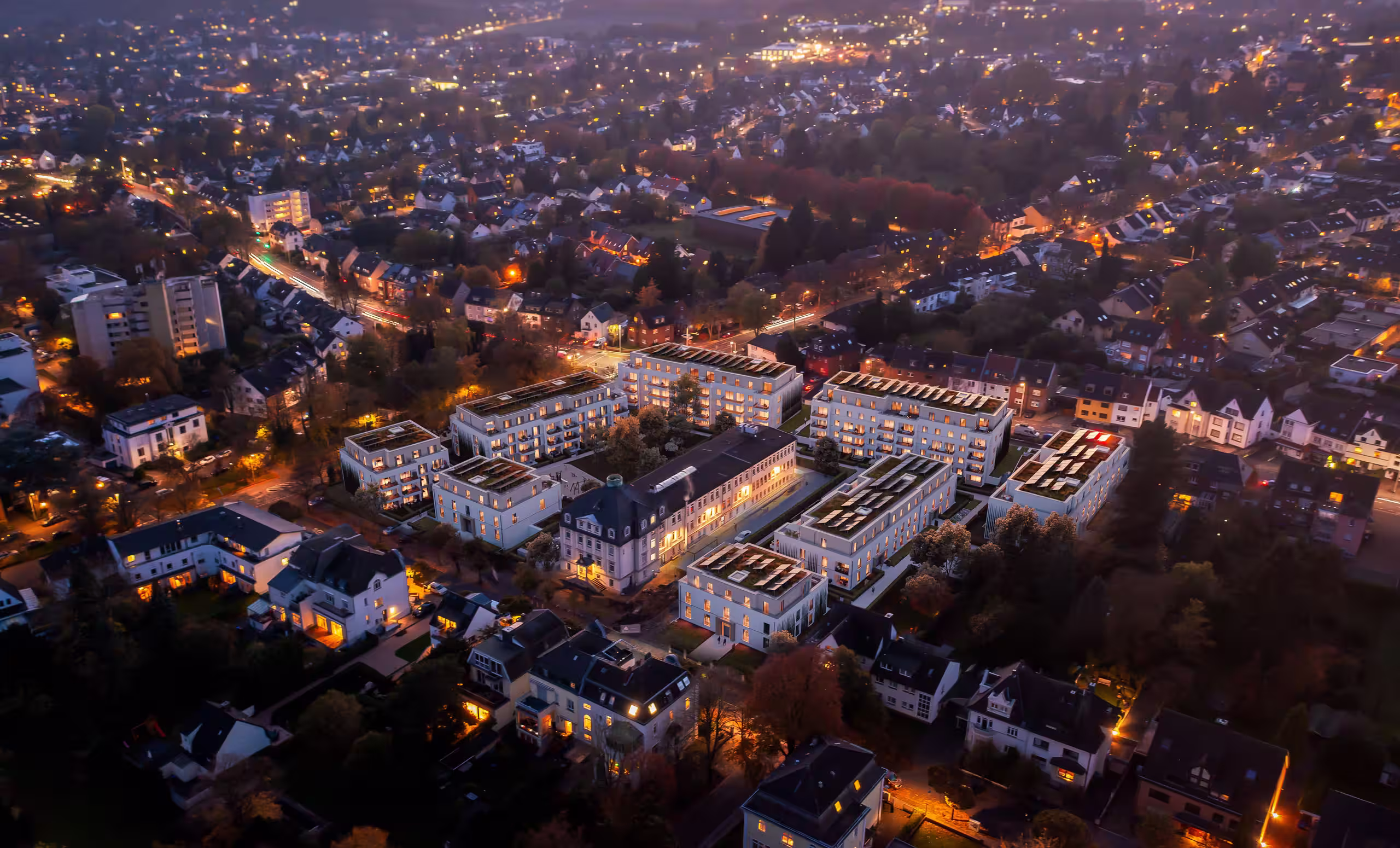 Kaisergärten Vogelperspektive Abend